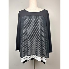 Chico's Black Polka Dot Chiffon Layered Top Size 2 Flowy picture