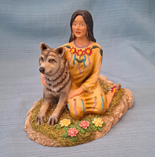 1996 Hamilton Collection Wolf Maiden Figurine Mystic Indian Maidens Vintage Art picture