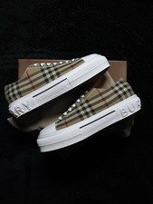 Burberry Men's House Check Lace-Up Sneakers Round Toe Rubber Outsole Beige picture