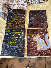 Set of 4 11x14” Paintings Astral Folk Art Small Artist picture