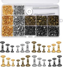 240 Set Leather Rivets, 4 Colors 3 Sizes Double Cap Rivet, Rivets for Leather wi picture