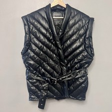 Blank NYC Black Belted Vegan Leather Under The Radar Quilted Vest Medium picture