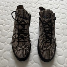 Giuseppe Zanotti Men’s Snake Print Ankle Boots EU 44 Gray Black Lace Up Zip picture