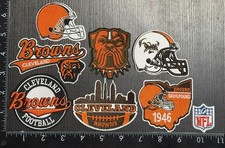 CLEVELAND BROWNS SET OF 8 NFL FOOTBALL IRON ON PATCHES SEE PHOTO/ RULER picture