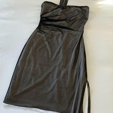 Nicole Miller Millennium Vintage Black Mesh Strapless Midi Dress Y2K NWT S picture