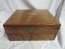 1940's McGraw Box Co Wooden Signed Box with Drawer Green Velvet Lining Latch B2 picture