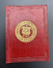 c1910 L20 University North Dakota UND College Seal Tobacco Leather Red Gold picture