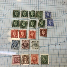 17 USED Vtg. British George VI definitive stamp Lot+ BONUS; 1937-1952; $1 Ships. picture
