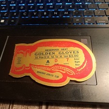RARE 1947  Golden Gloves boxing reserved ticket shaped like a boxing glove picture