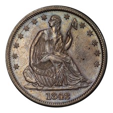 1842 Seated Liberty Half Dollar PCGS AU-58 Medium Date picture
