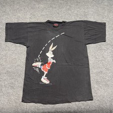 Vintage 1993 Looney Tunes Bugs Bunny Basketball T-Shirt Medium Rare Men’s Black picture