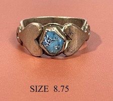1920's / 1930's Navajo Hand Made Turquoise & Silver Antique Vintage Ring Sz 8.75 picture