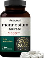 Cápsulas De Magnesio Antiestrés Taurato De Magnesio Puro Y Potasio 240 PACK NEW* picture