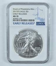 2017 (P) American Silver Eagle Struck at Philadelphia ER MS70 NGC Blue picture