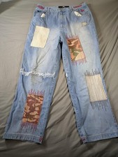 Vintage Moffat Jeans Mens 36x32 Blue Baggy Y2K Hip Hop Patchwork Skater Grunge picture