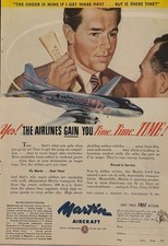 1947 Martin Aircraft Print Ad Two O Two 2-0-2 Planes Airlines Gain You Time picture