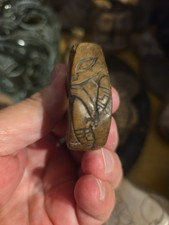 Ojuelos/Tula Authentic Ancient Alien Stone Carved Ring with Alien Text picture