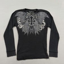 Vintage Affliction Style shirt mens large Gothic Wings cross grunge skater picture