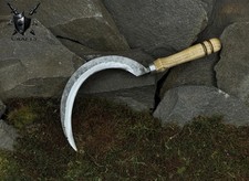 Hand Forged Harvesting Sickle Curved Carbon Steel Blade Garden Farm Tool picture