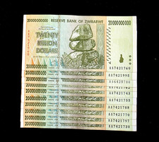 10 x Zimbabwe 20 Billion Dollar banknotes- 2008 authentic currency pre trillion picture