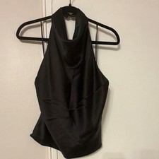 Zara Black Satin Halter Top Women’s L picture