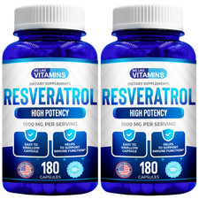 2XResveratrol Capsules 1000mg Serving 180 Capsules Anti-Aging and Cardiovascular picture