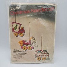 Rare Vintage Bucilla Jeweled Felt Christmas Ornaments Kit 1879 - Pull Toys picture
