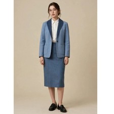 Vtg Pendleton Reversible Wool Skirt Suit Blue Merino NWT picture