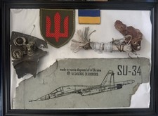 Fragments Of Sukhoi Su-34 Framed Ukraine Gift 2022 picture