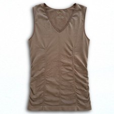 Merona Seamless V-Neck Tank Top Brown Ruched Sleeveless Base Layer Medium picture