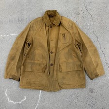 Vintage JC Penney Jacket Mens M Tan Canvas Hunting Barn Chore Coat 1940s 40s picture