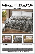 Natural Cotton Queen Elephant Fringe Bedspread Throw Blanket Reversible picture