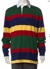 Polo Ralph Lauren Men's Striped Logo Rugby Polo Shirt Long Sleeve L Multi picture