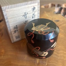 Japanese Kabuto Makie Yukibuki Natsume Tea Caddy Kosai Nakamura Tomobako picture