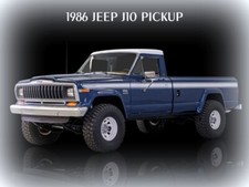 1986 Jeep J10 Pickup Truck in Blue Metal Sign: 12x16