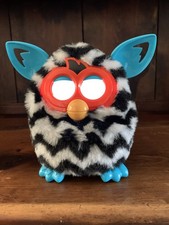 FURBY BOOM ZEBRA Black White Zig Zag Stripes 2012 Hasbro Interactive w/New Bats picture