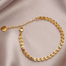 Solid 18K Gold Phoenix Tail Chain Bracelet Charm Fine Jewelry AU750 picture