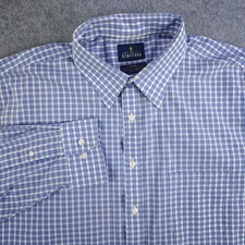 Stafford Dress Shirt Mens 18 36/37 Purple Check Travel Performance Super picture