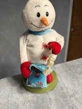 Gemmy Animated Spinning Snowflake Snowman Mini Blue picture