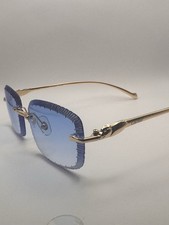 Cartier Panthère de Cartier Gold Temples Rimless Rectangular Sky Blue Lens picture