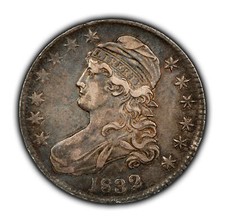 1832 50c Capped Bust Silver Half Dollar - Deep Patina - XF/AU - SKU-H3451 picture