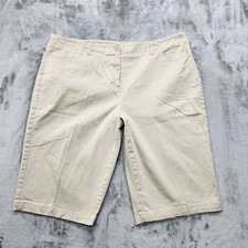 Vintage 90s Basic Editions Shorts Womens 14 Tan Khaki Stretch Cotton Slim Chino picture