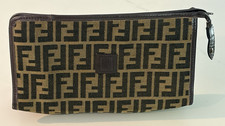 Vintage FENDI s.a.s Zucca Monogram Canvas Clutch Pouch Cosmetic Bag Dark Brown picture