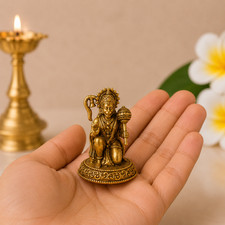 Brass Lord Hanuman Statue Hindu God Idol Bajrangbali Pooja Mandir Decor picture