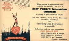 New York Tuberculous child fundraiser Social History Postal Card Postcard bhn picture