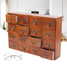 16-Drawer Vintage Apothecary Wooden Desktop Storage Cabinet 50 × 10 × 35 cm picture