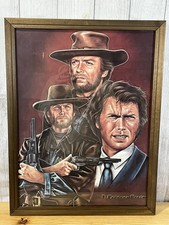 Vintage Clint Eastwood Collage Painting By Debra Colburn Rouen.  RARE* picture