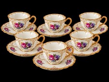 Rosenthal Ivory Germany Vintage 12 Cup & Saucer Sets Floral Gold Trim 24 Pieces picture