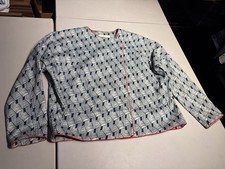 O'2nd Jacket Women's 10 Blue White Red Print Zipper Coat Obzee Korea Polyester picture