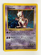 Pokémon LP Mewtwo 10/102 Holo Rare 1999 WOTC Base Set SHADOWLESS Edition Curl picture